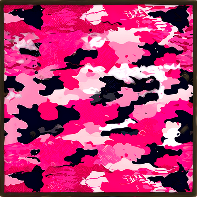 a pink camo pattern with black and white accents