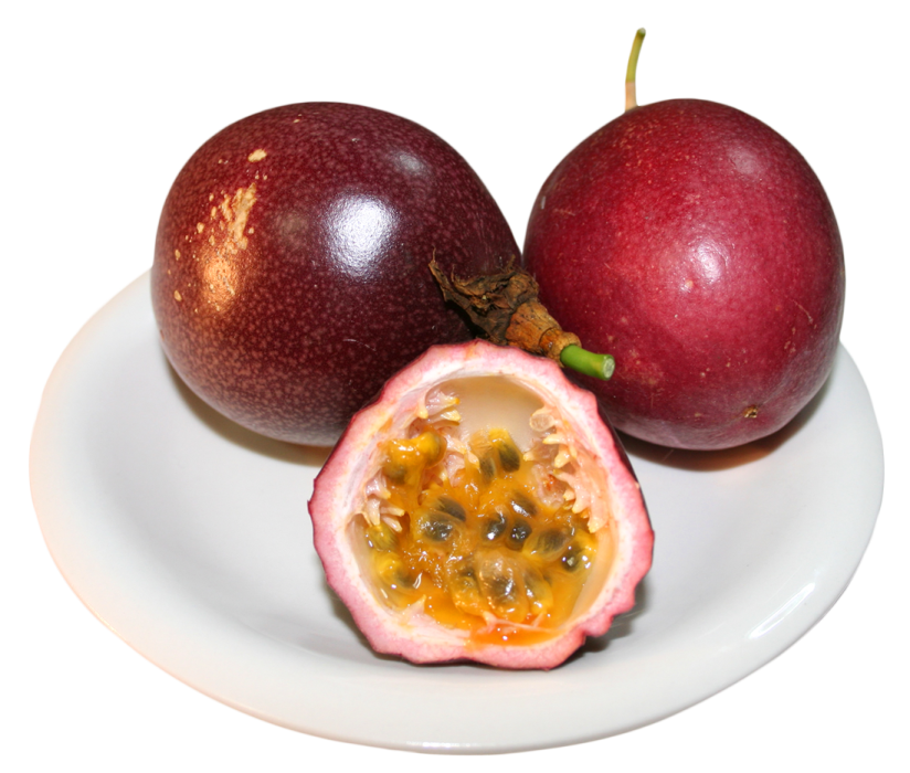 two fruits on a white plate