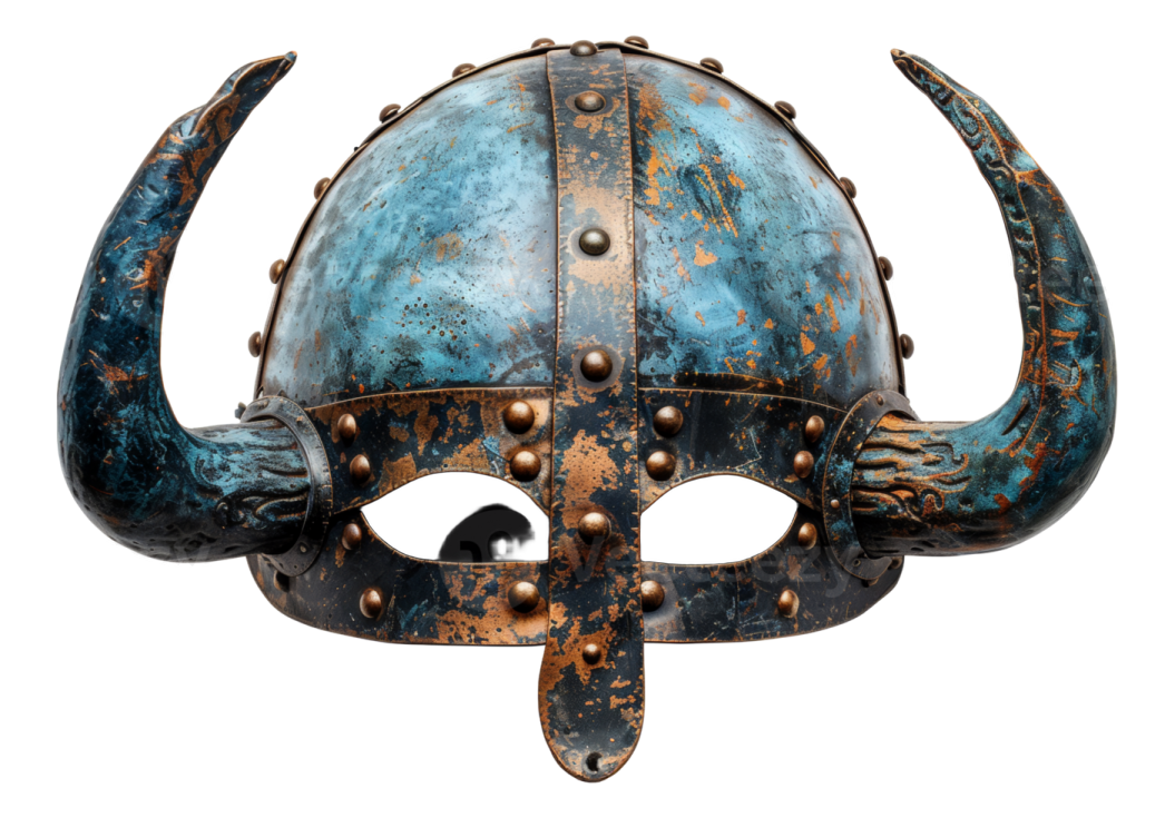 an old viking helmet on a white background