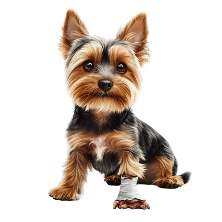 a yorkshire terrier puppy sitting on the floor