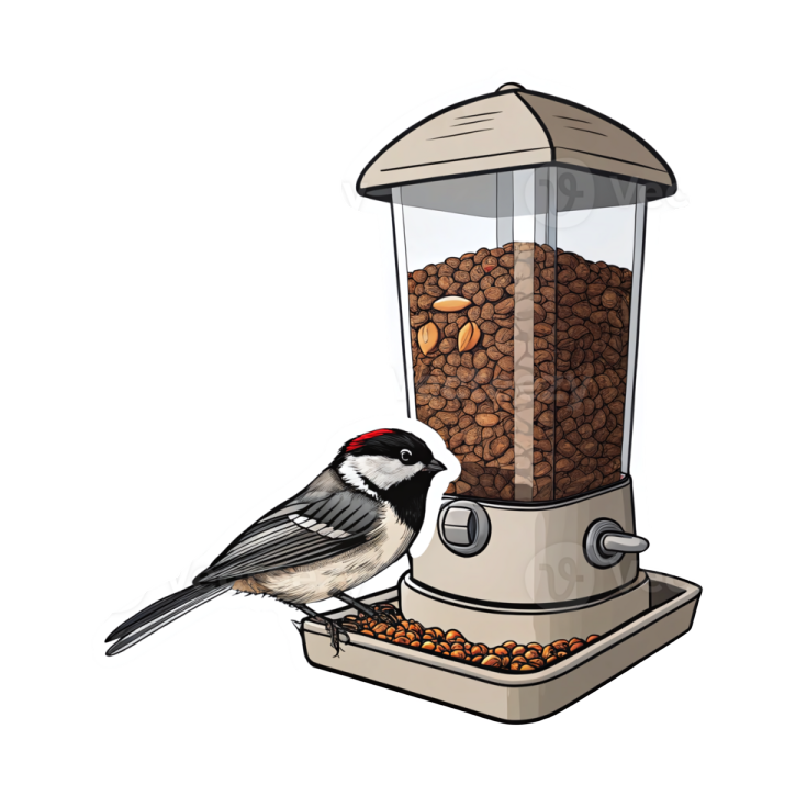 a bird sitting on top of a feeder