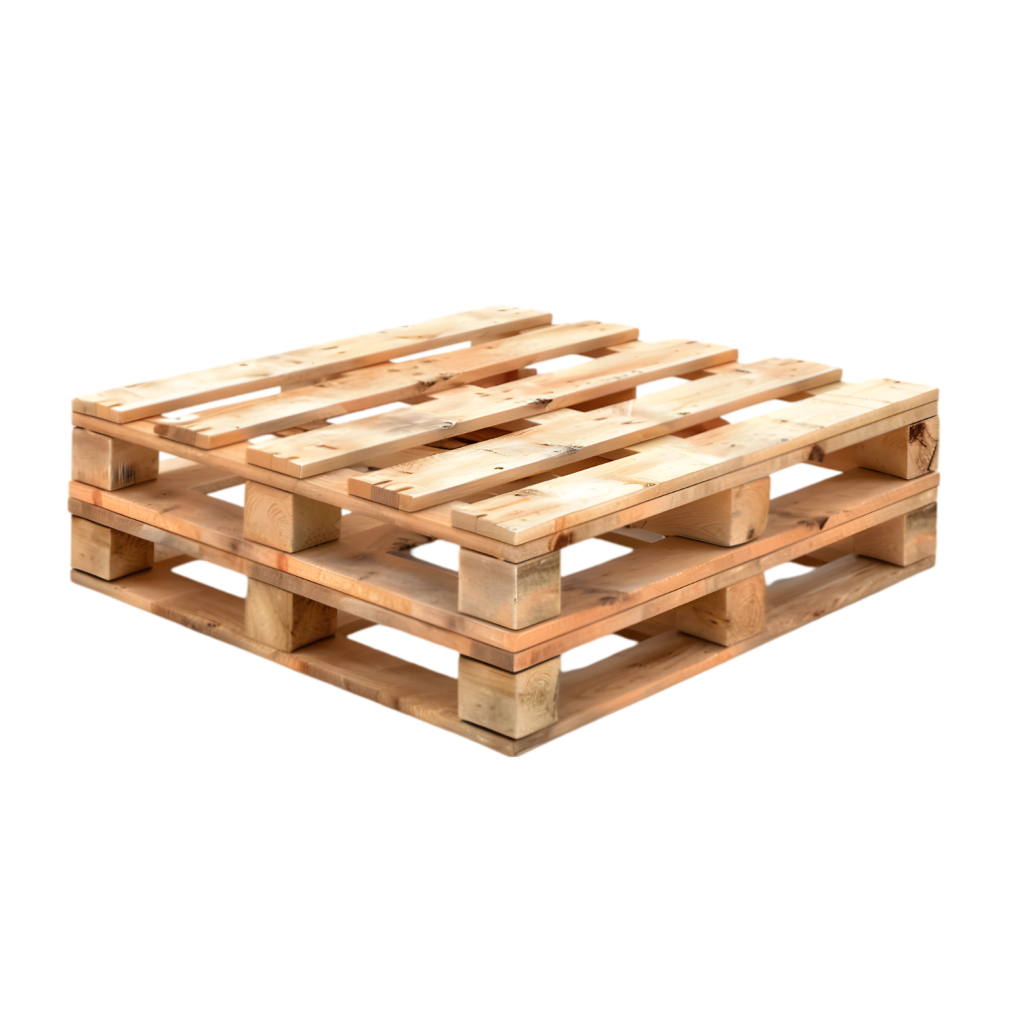 a stack of wooden palles on white background