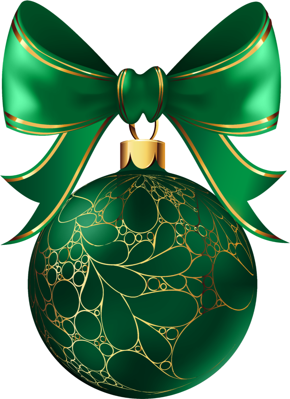 a green christmas ball with a bow