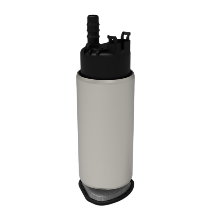 a white plastic water bottle with a black lid