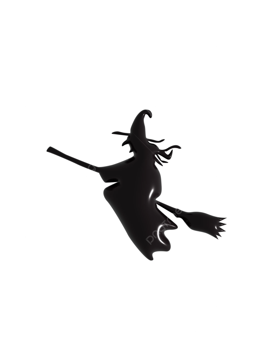 a silhouette of a witch flying through the air