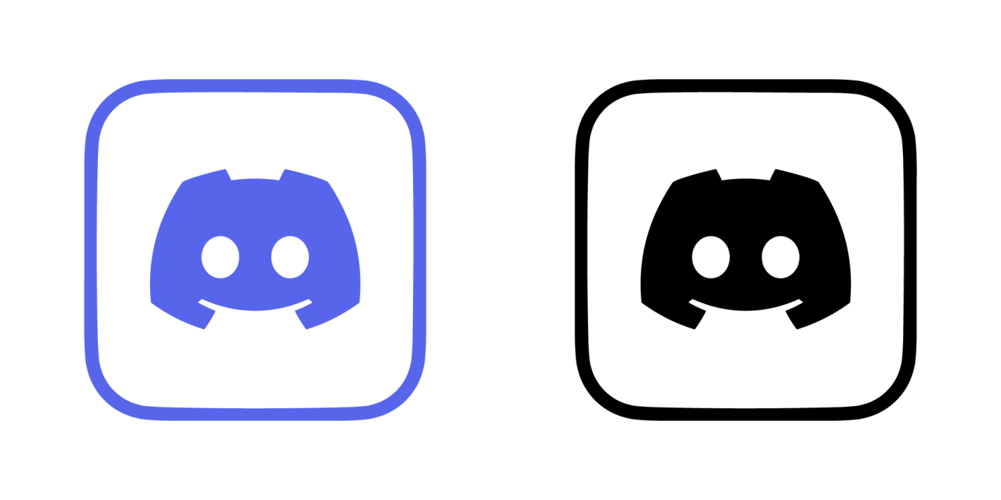 a black and white icon with two different colors