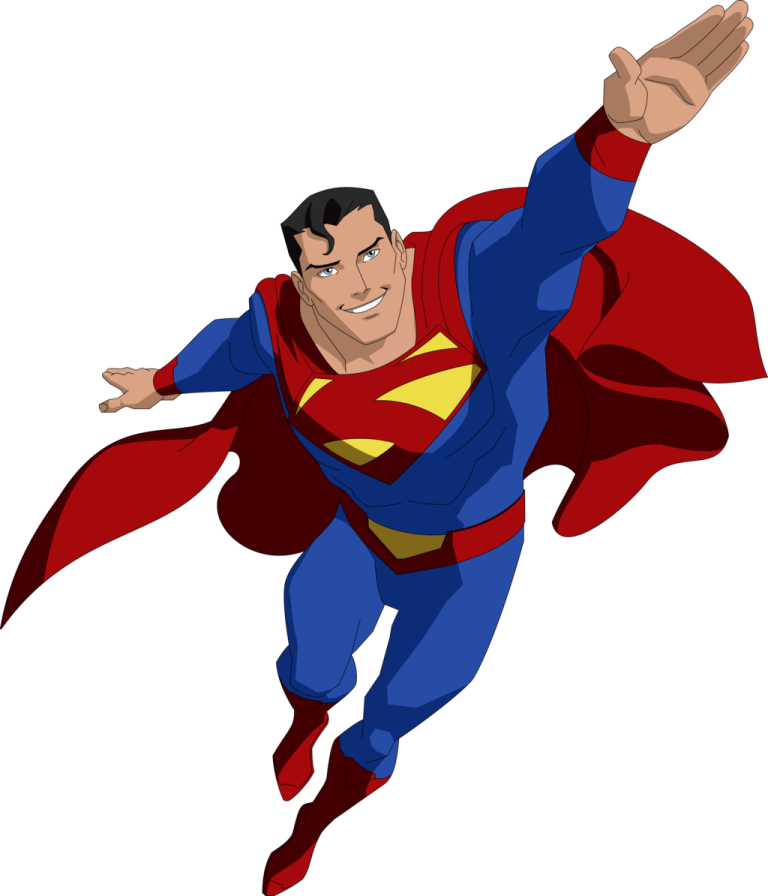 a cartoon superman flying in the air