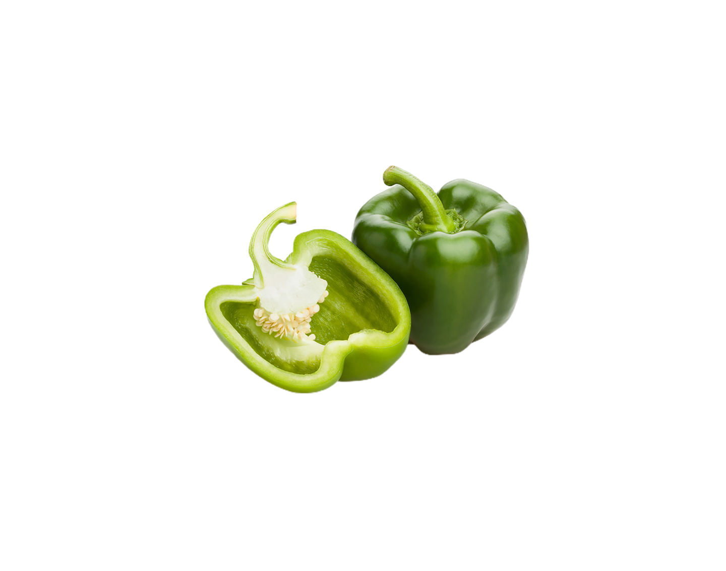 a green pepper on a white background