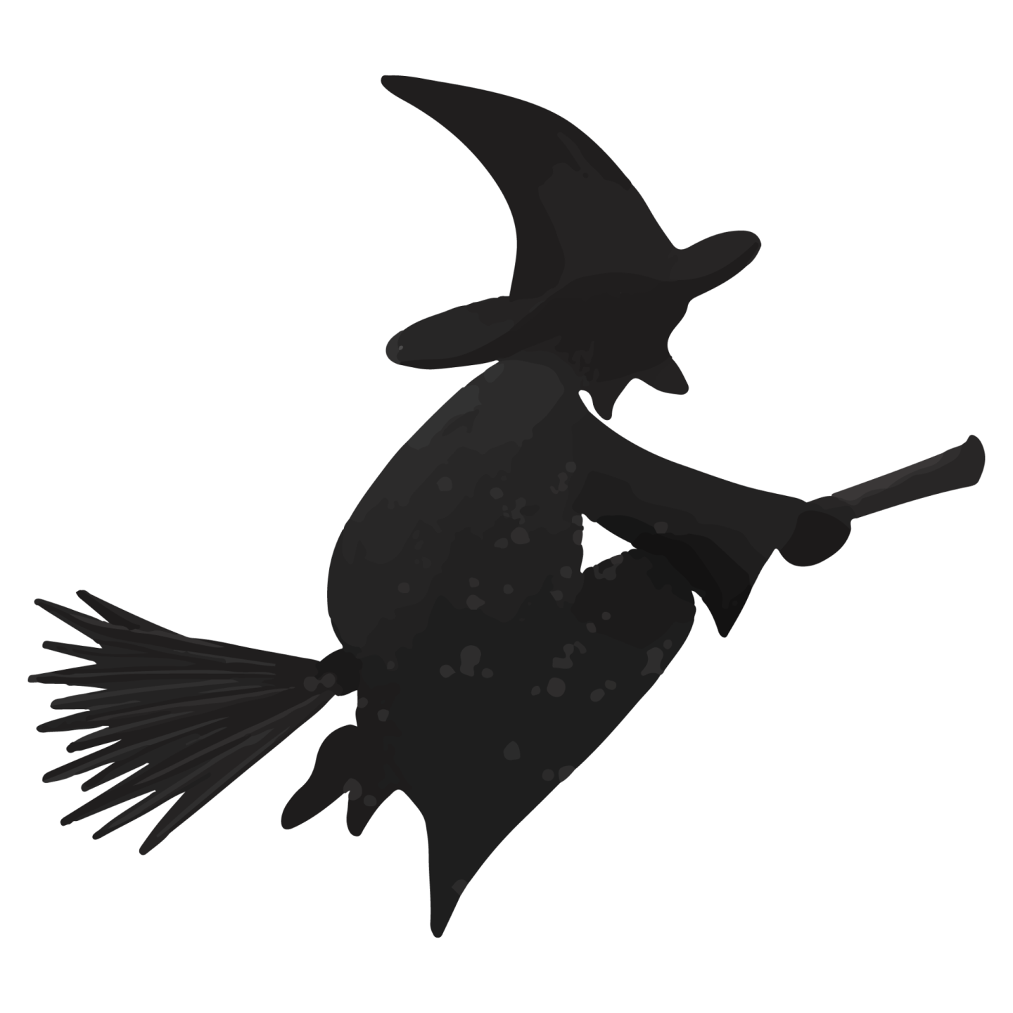 a silhouette of a witch flying in the air