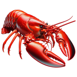 a red lobster on a white background
