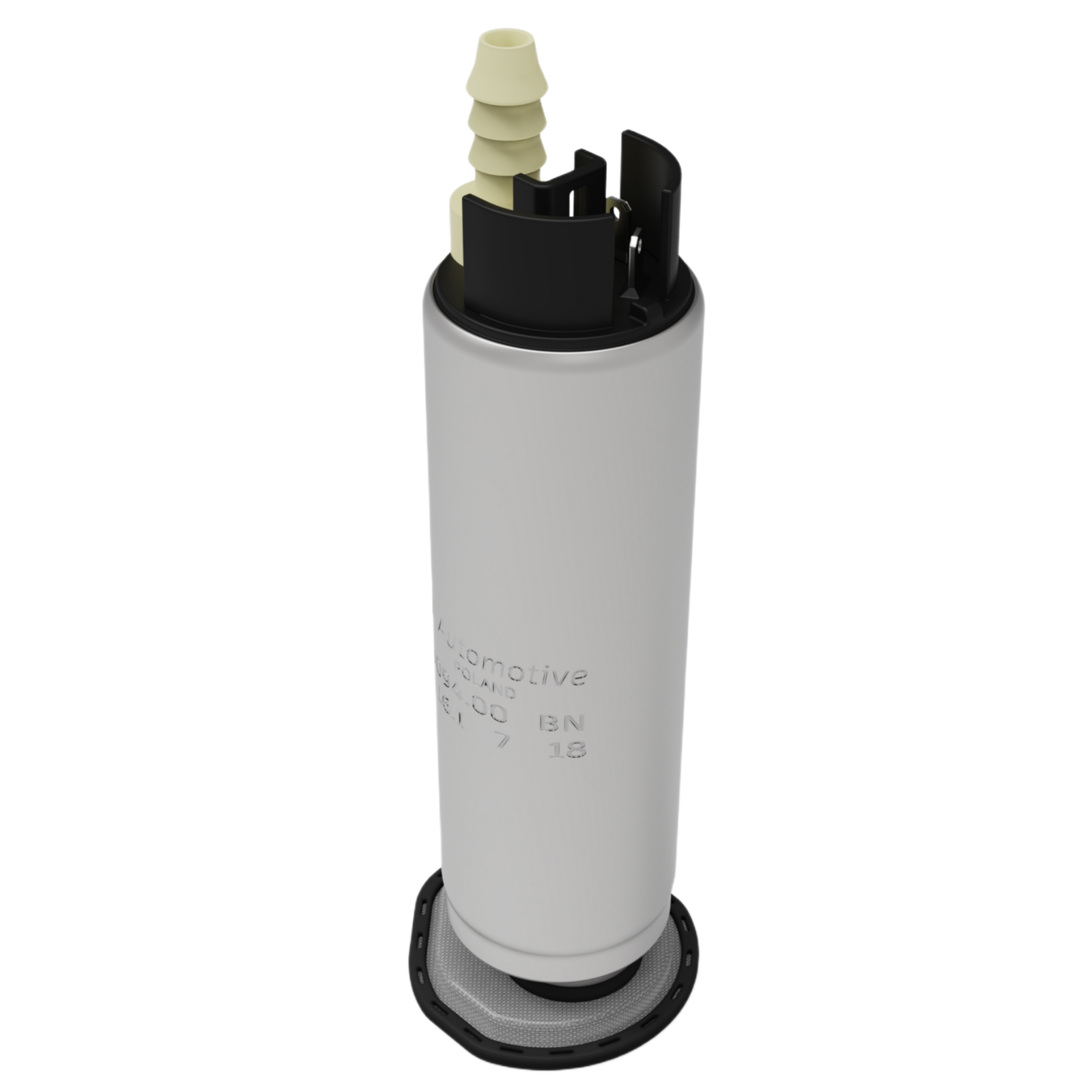 a white canister with a black cap