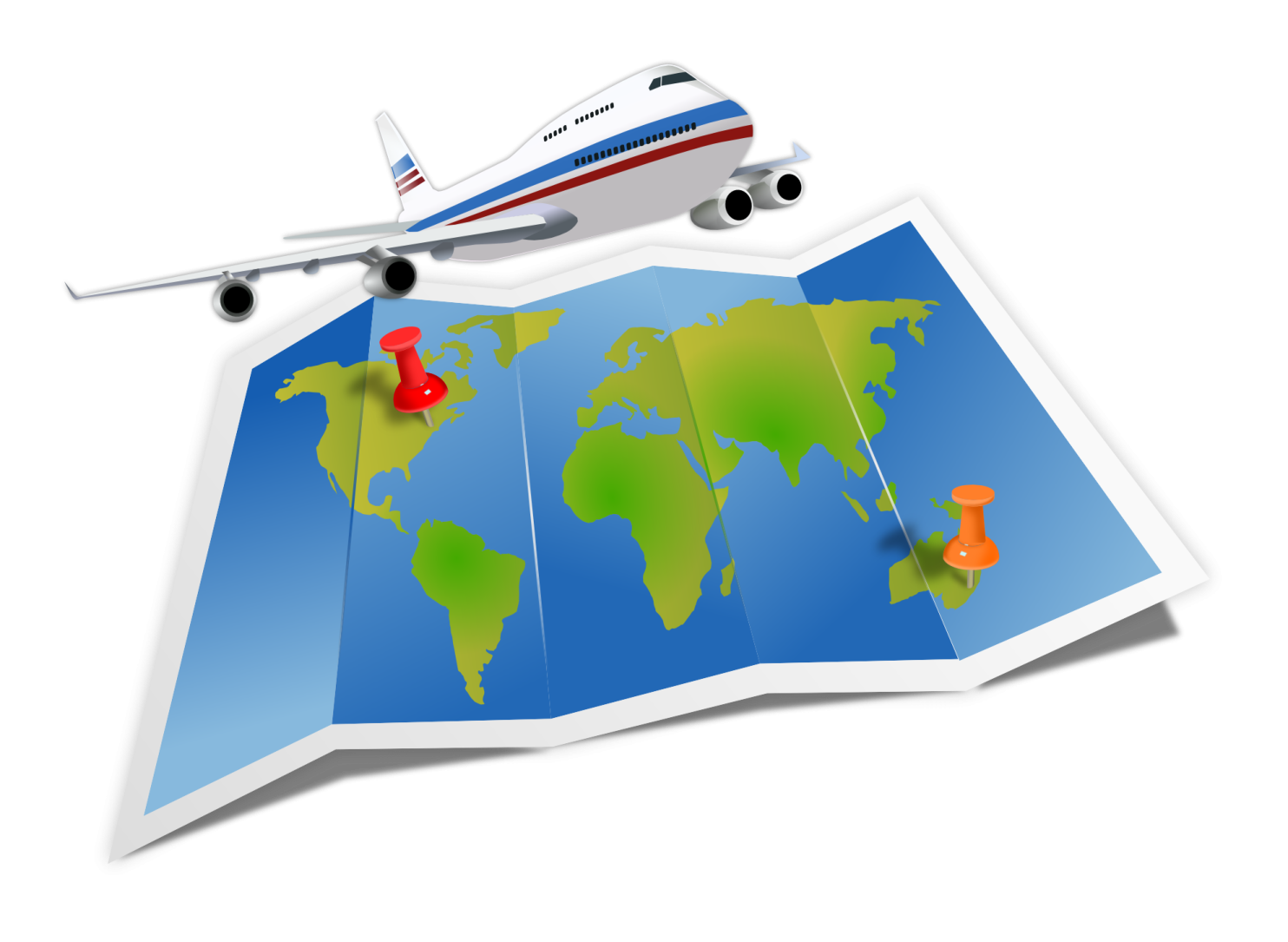 a plane flying over the world map