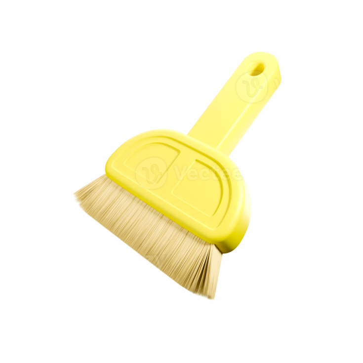 a yellow broom with a handle on a white background