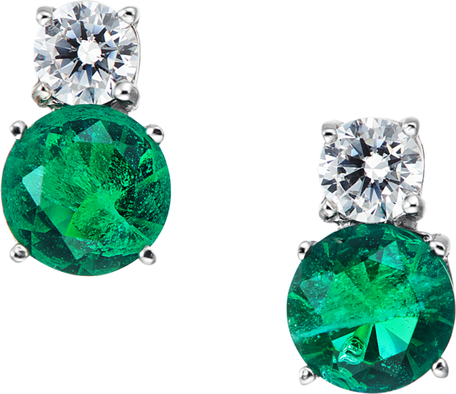 a pair of emerald and diamond earrings