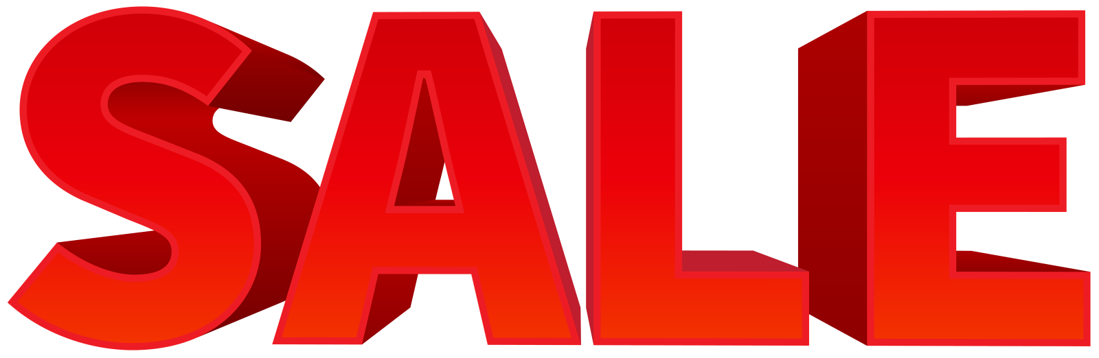 a red sale sign on a white background