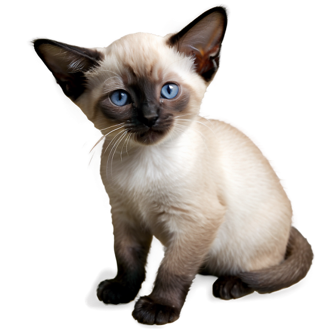 a cat with blue eyes sitting on a white surface