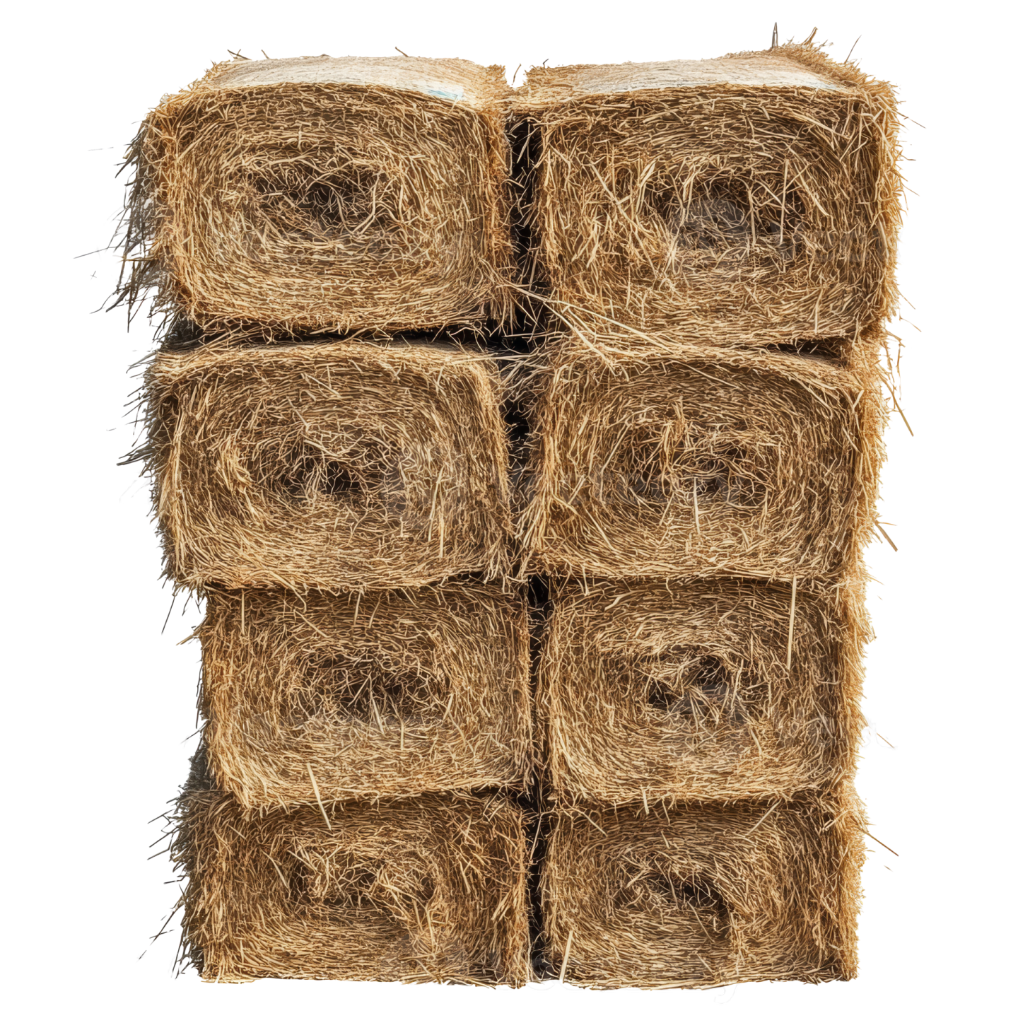 a stack of hay bales on a white background