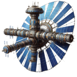 an image of a large blue and white object