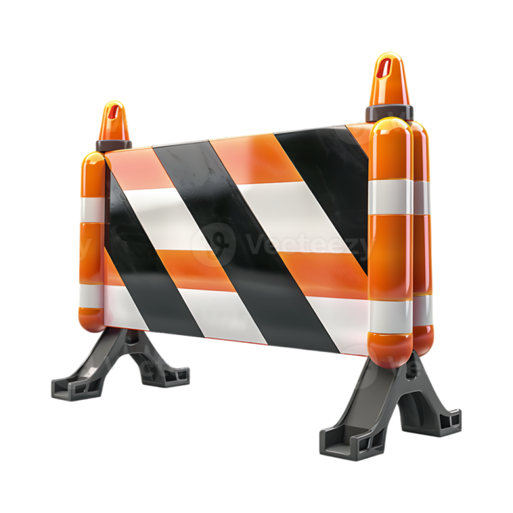 an orange and white barrier on a white background