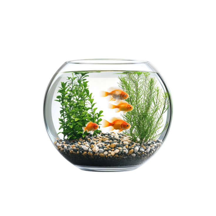 an aquarium with a goldfish in it