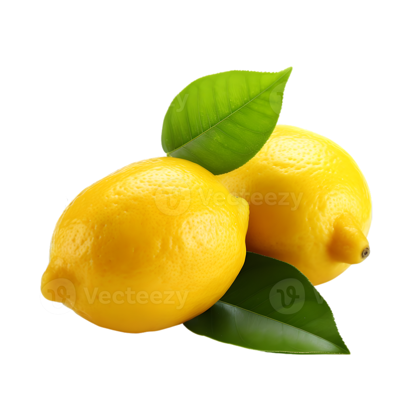 two lemons with leaves on a white background