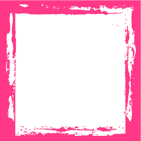 a white square frame with a pink background