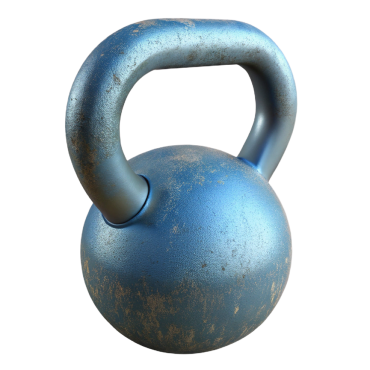 a blue kettle on a white background