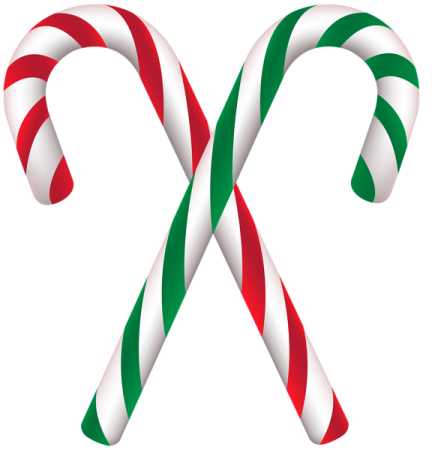 two candy canes with the colors of the italian flag