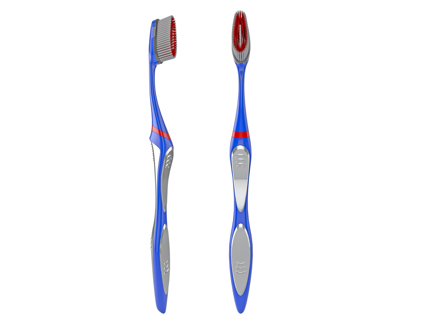 a pair of toothbrushs on a white background