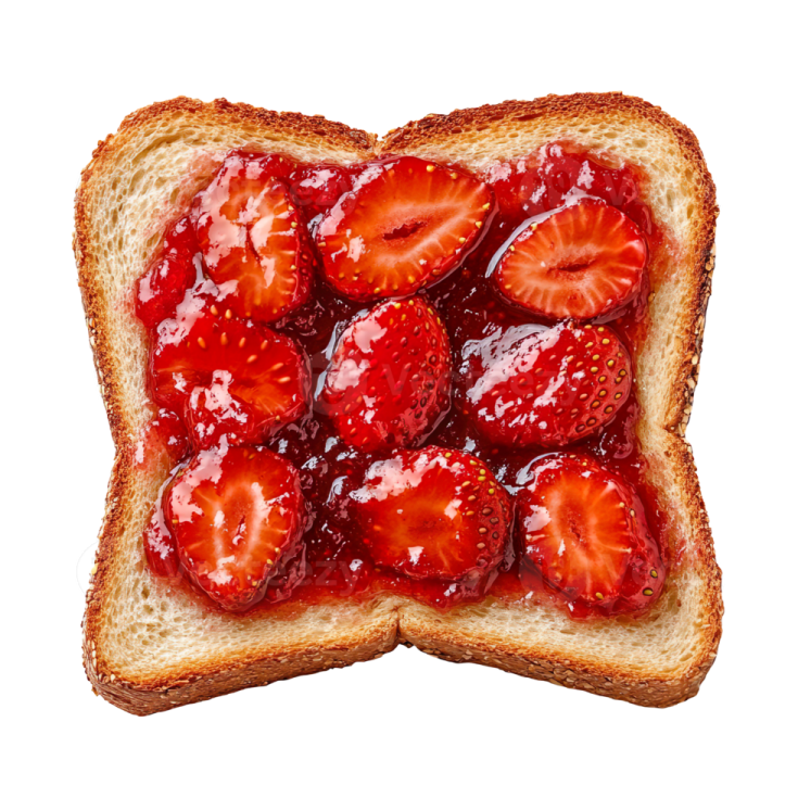 a piece of toasted bread with strawberries on top