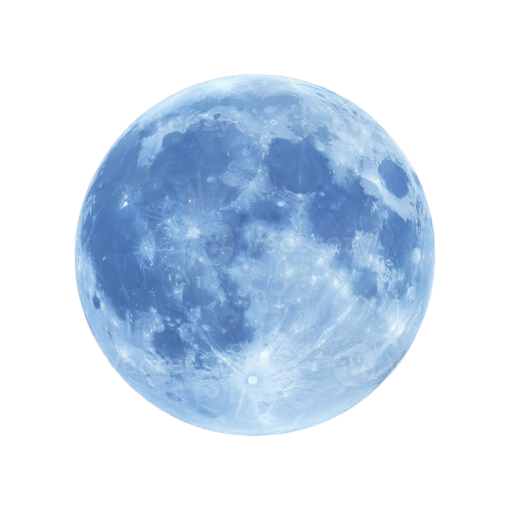 a blue moon on a white background
