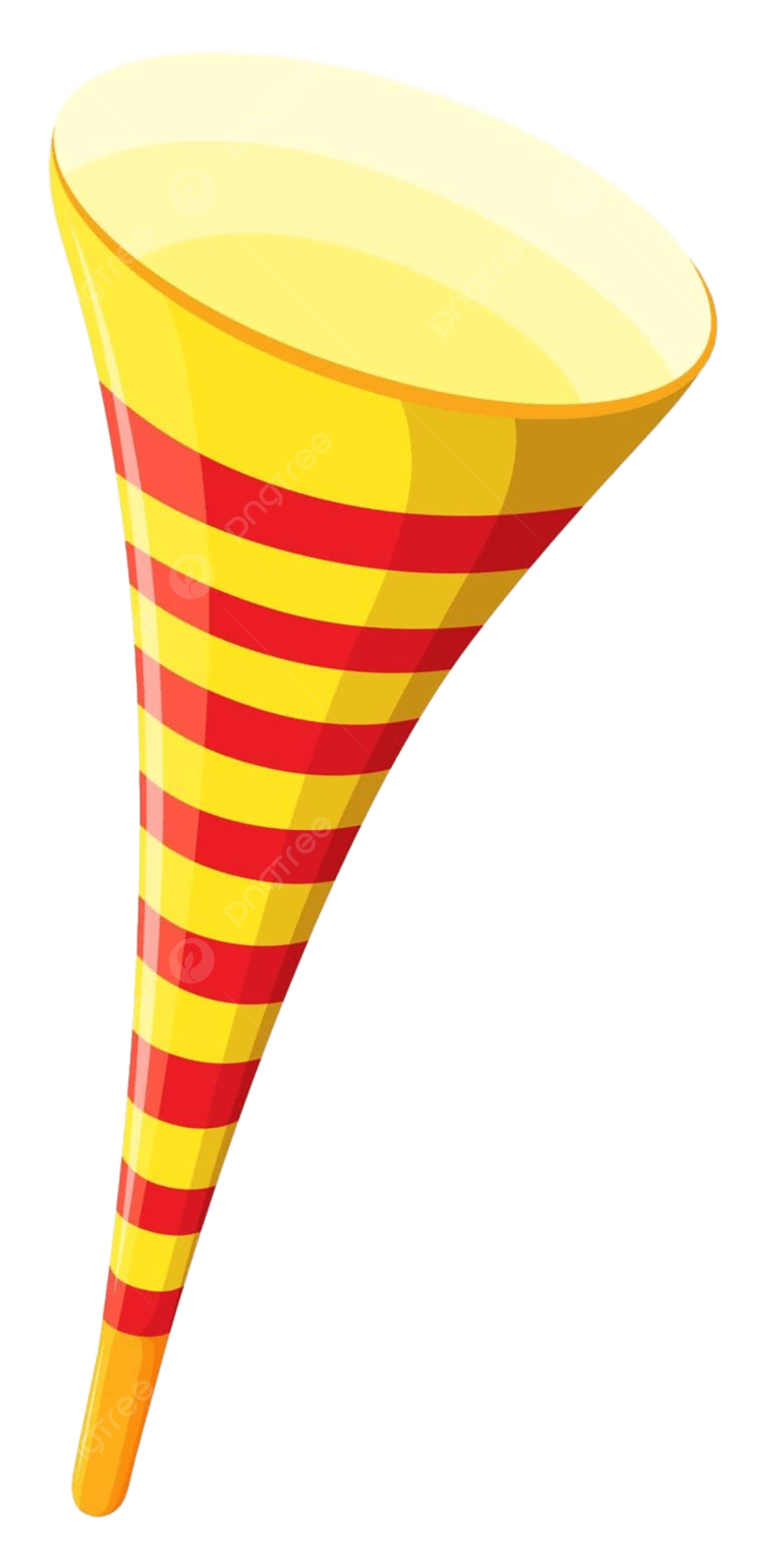 a yellow and red striped cone