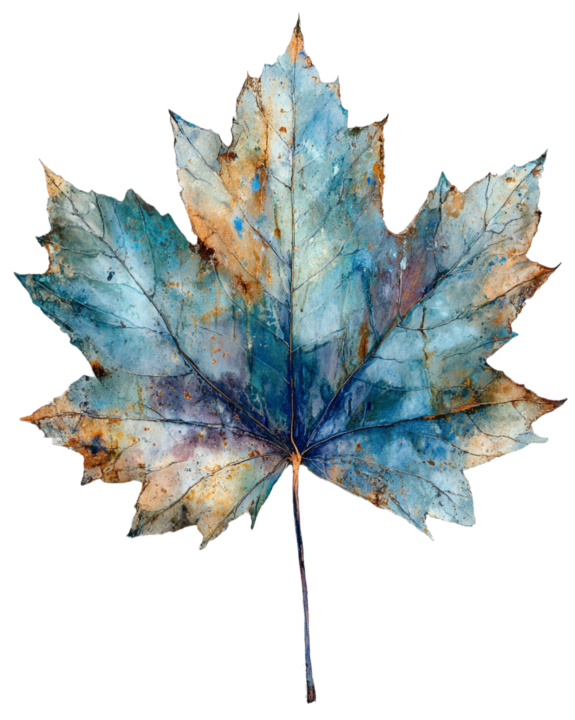 a watercolor painting of a maple leaf