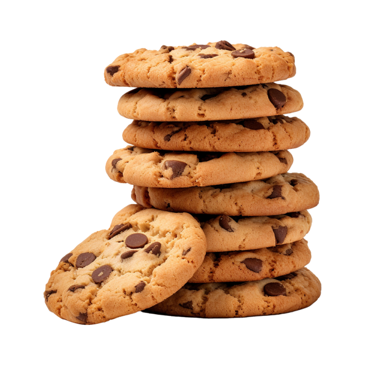 a stack of chocolate chip cookies