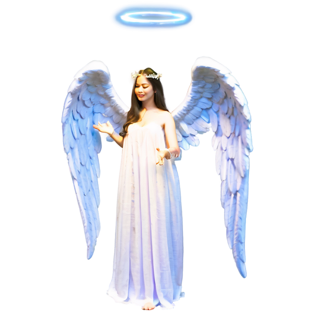 a woman dressed as an angel