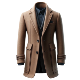 a brown coat on a white background