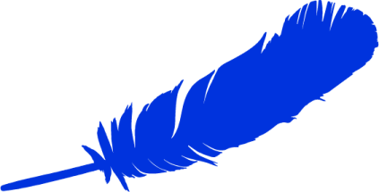 a blue feather on a white background