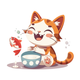 a cat that is eating something out of a bowl