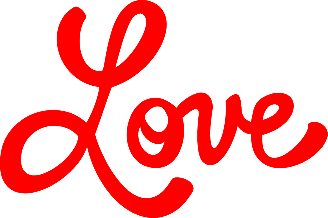 the word love in red on a white background