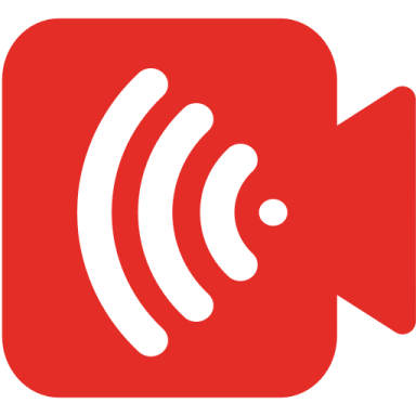 a red icon with a white sound icon on it