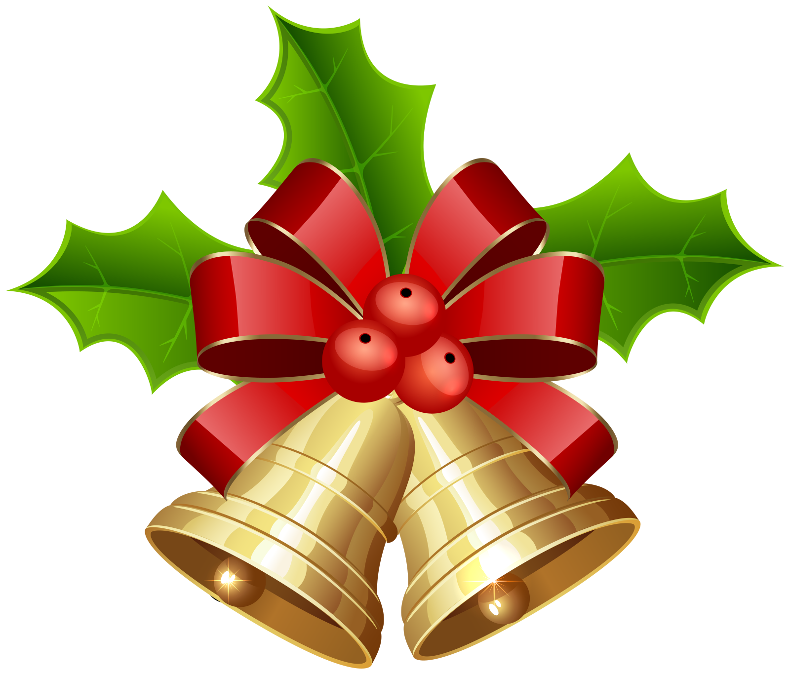 a christmas bell with holly leaves and bells