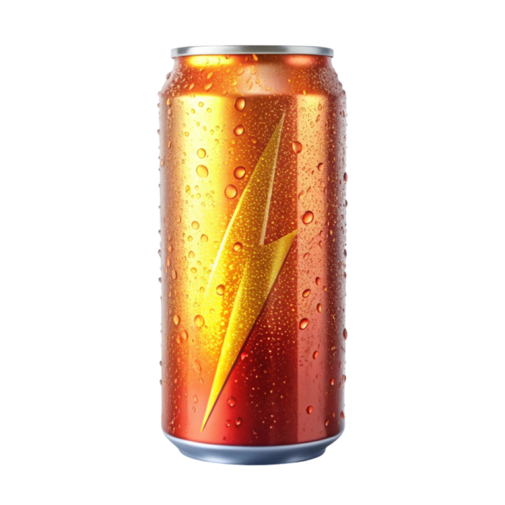 a can of energy drink with water droplets