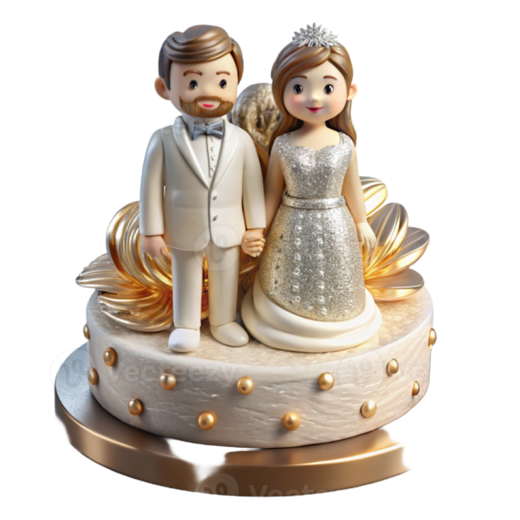 a wedding cake with a bride and groom on top