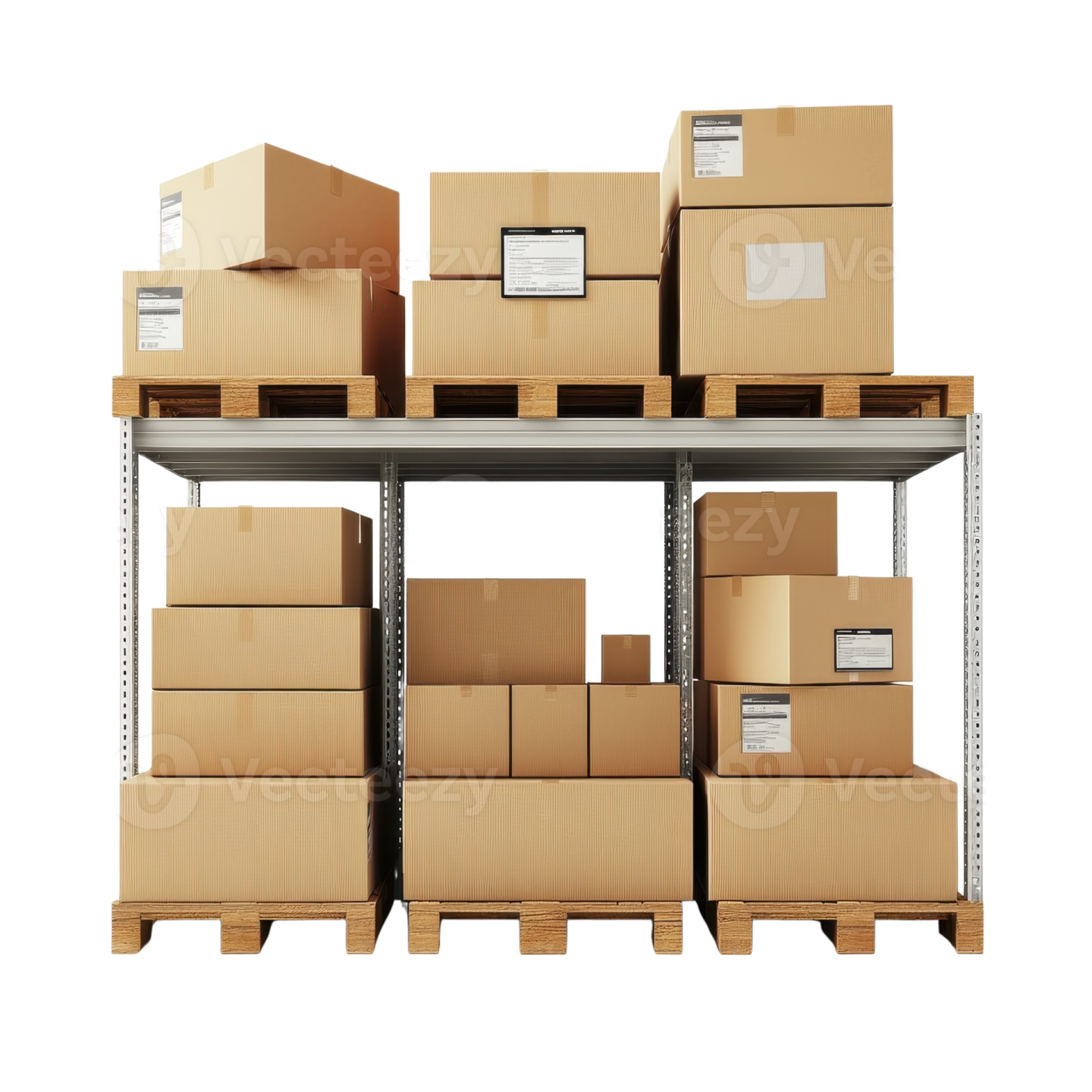 a stack of cardboard boxes on a shelf