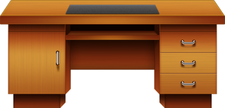 a wooden desk with two drawers