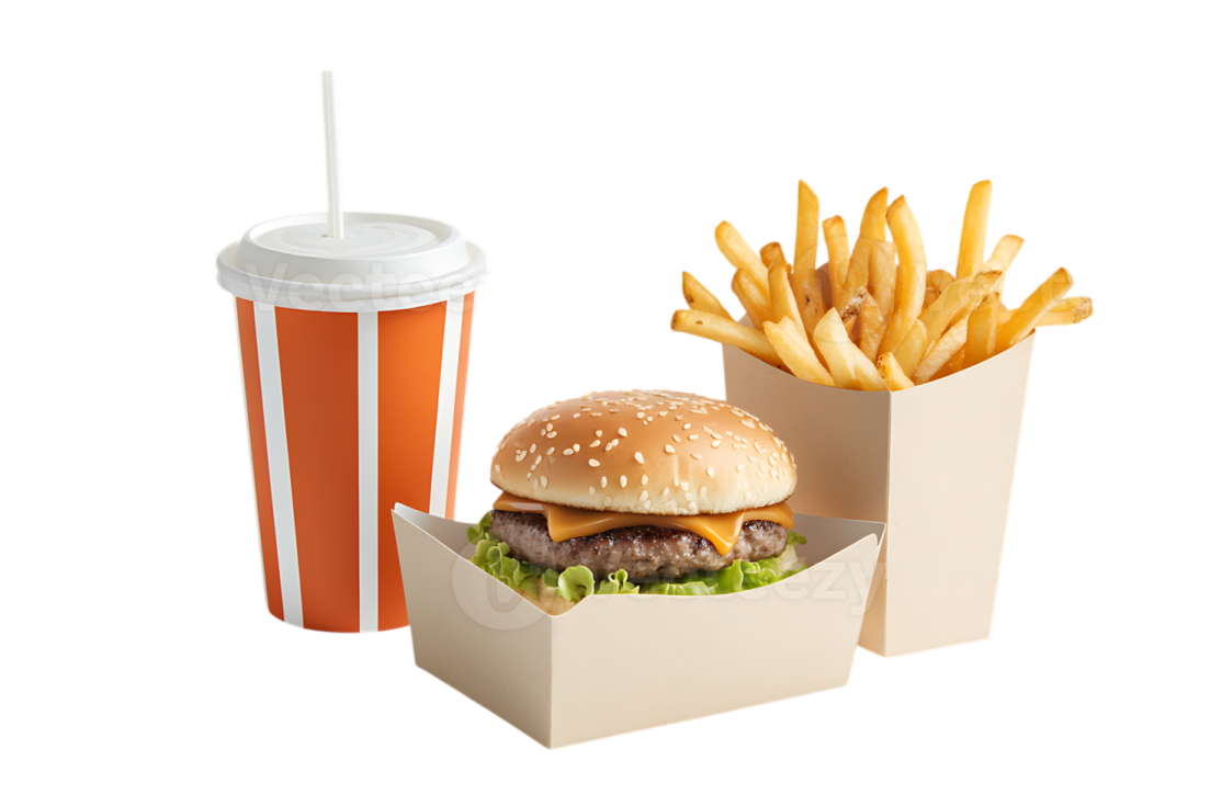 a hamburger and french fries in two boxes