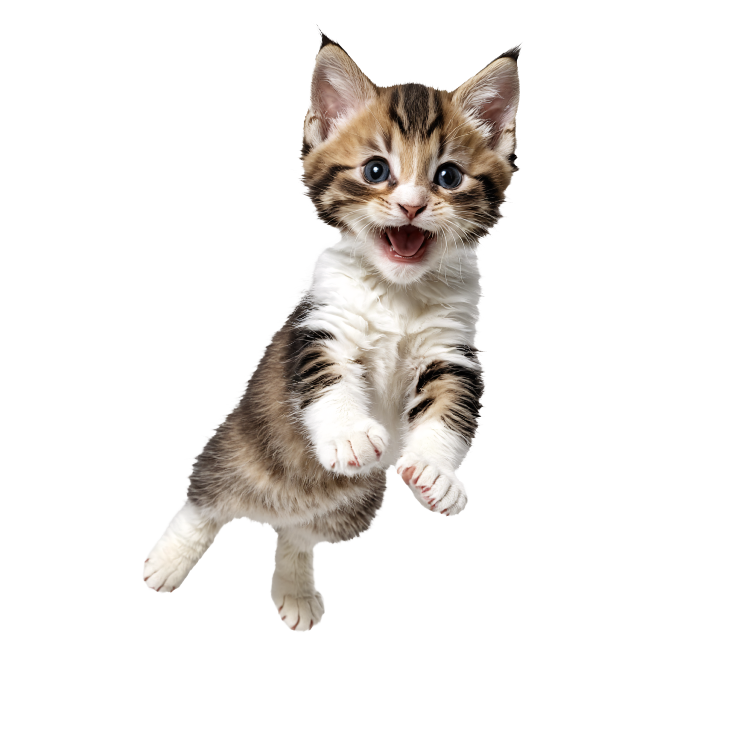 a kitten is jumping up in the air
