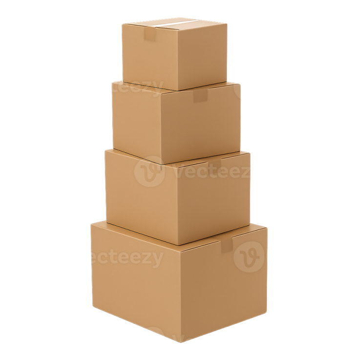 stack of cardboard boxes on a white background