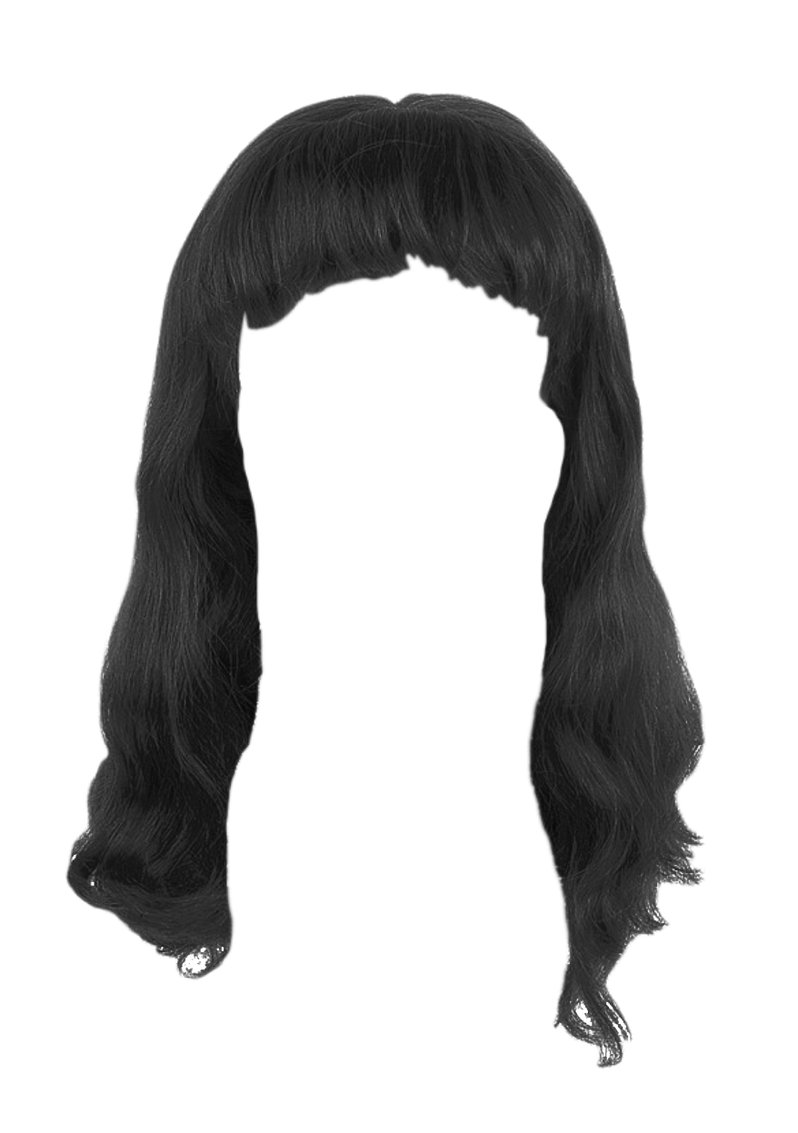 a black wig on a white background
