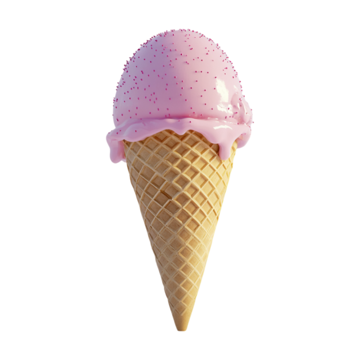 an ice cream cone with pink frosting